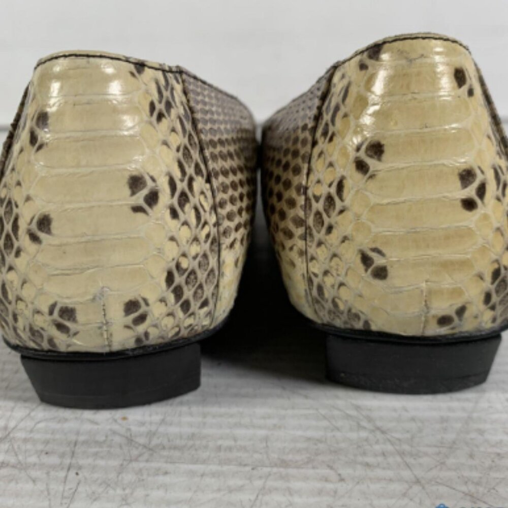 Roger Vivier Beige and Black Python Print Square Toe Flats Size 34.5 - Picture 6 of 10